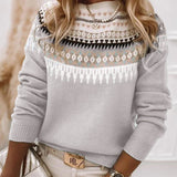 Elegant round-neck sweater for women – Comfortable knitted sweater