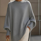 Elegant and Stylish Knitted Pullover Poncho for Women – Long Oversized and Soft Pullover