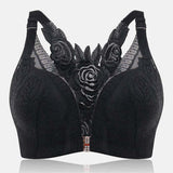 Rose Embroidery Front Closure Bra