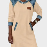 Irena - Hooded Sweat Dress with Denim Effect