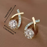 Gold Cross Stud Earrings with Zirconia