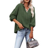 Women's V-neck lace hoodie sweatshirt with long sleeves