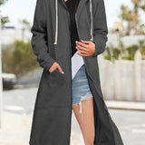 Multicoloured Oversized Women's Cardigan with Zip and Soft Hood