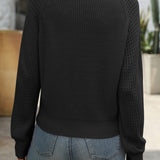 Women's loose-fit V-neck knit sweater – A casual and comfortable style for everyday wear