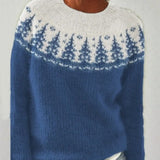 Multicoloured women's crew-neck pullover – Loose fit, casual style