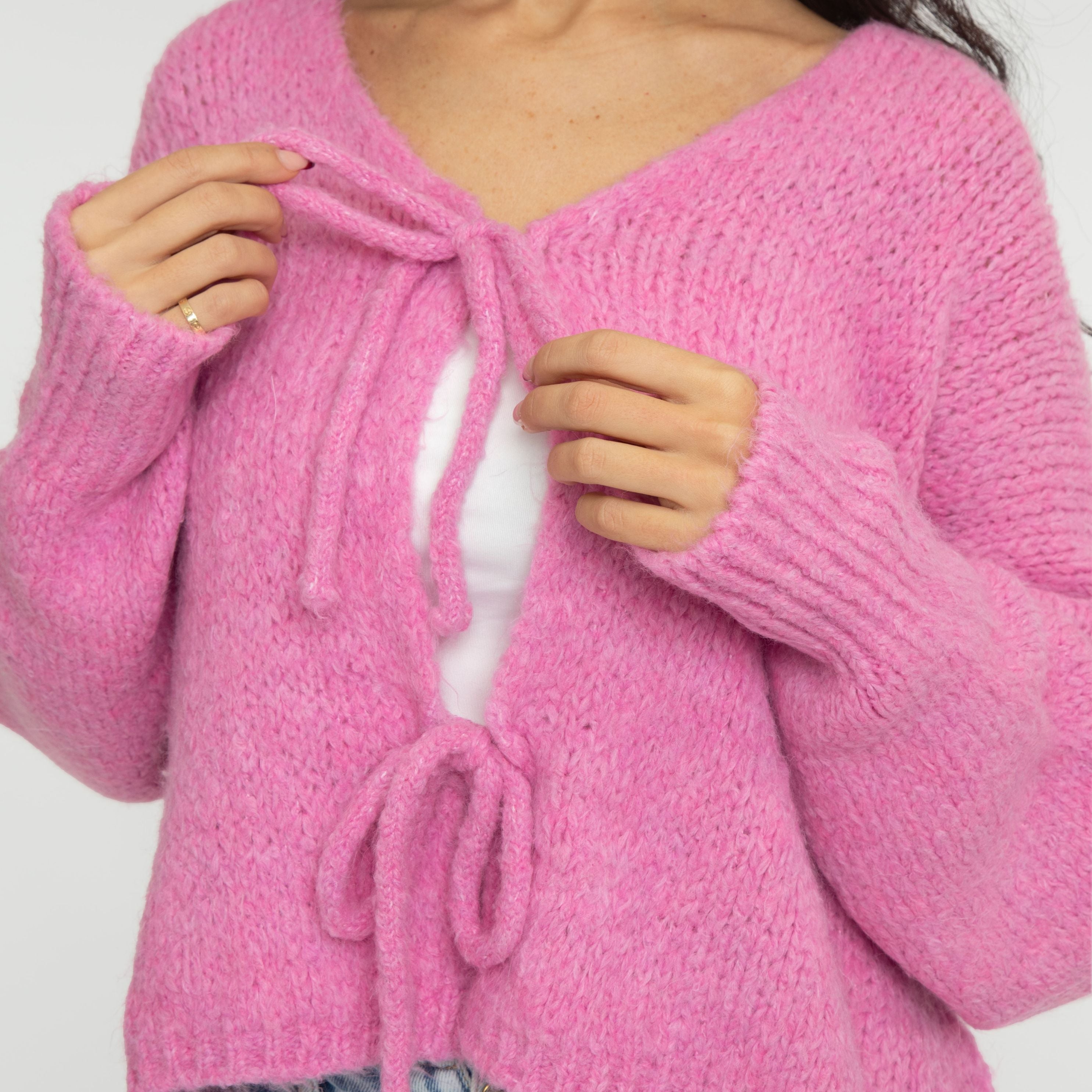 V-Neck Bow Cardigan