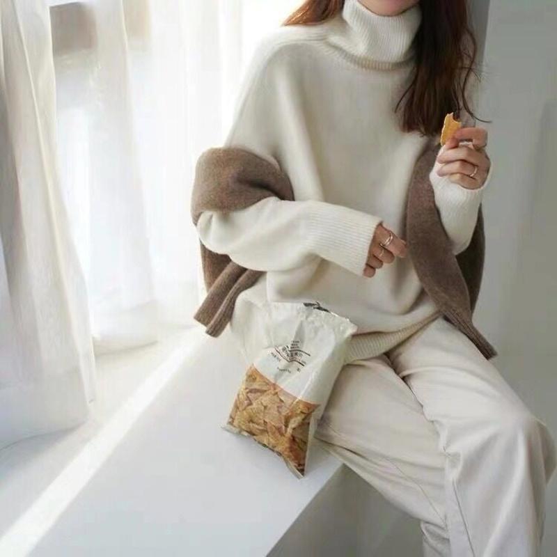Loose and Cozy Turtleneck Sweater for Women – Autumn Winter Outerwear