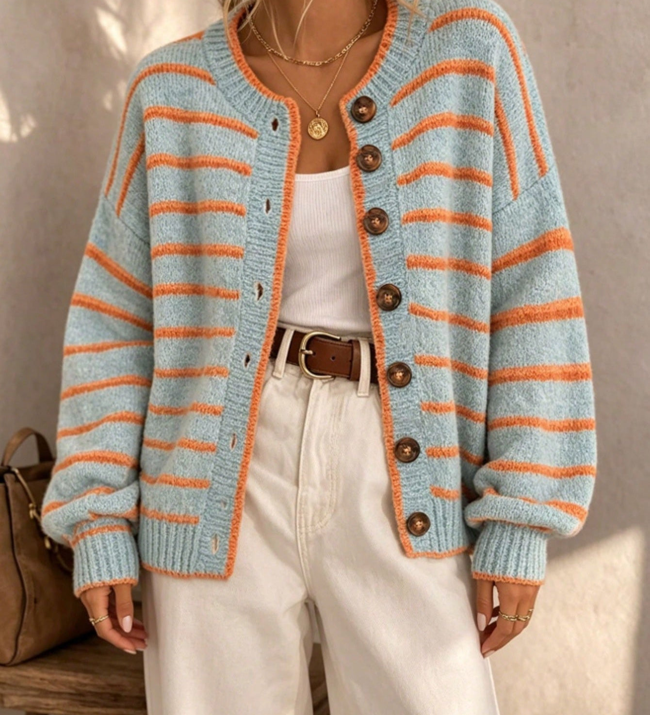 Women's round-neck cardigan – Chic and casual Euro-American style