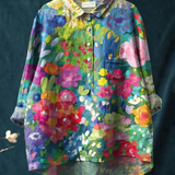 Jasimne | Women's Vintage Love Floral Art Print Everyday Shirt