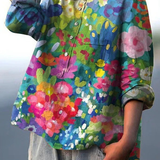 Jasimne | Women's Vintage Love Floral Art Print Everyday Shirt