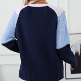 Women's cable-knit colour-block sweater - Soft and colourful