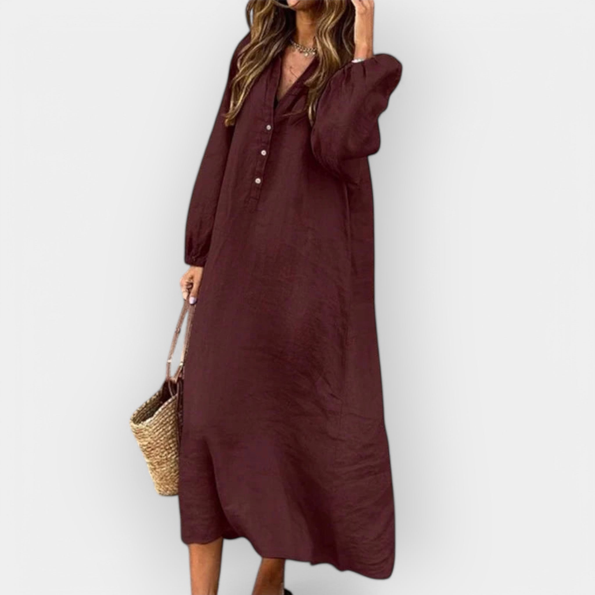 Elara | Elegant linen dress with a flowing silhouette
