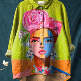 Eugen | Oil Painting Freda Portree Art Printed Women's Casual Shirt