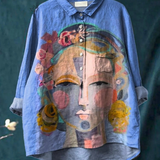Eugen | Oil Painting Freda Portree Art Printed Women's Casual Shirt