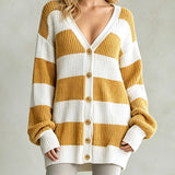 Women's striped knit coatigan - Soft and comfortable