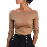 Women's off-the-shoulder knit sweater - Soft and modern