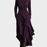 Teresa - Asymmetrical Maxi Dress in Knit with Roll Neck