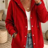 Women's Hooded Cardigan with Drawstring - Casual and Comfortable
