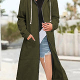 Multicoloured Oversized Women's Cardigan with Zip and Soft Hood