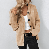 Knitted Hooded Vest Cardigan for Women – Casual V-Neck Buttoned Long Sleeves