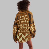 Geometric long women's cardigan - Bold and colourful