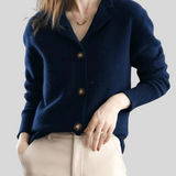 Women's Wool Blend Cardigan – Soft Knit with V-Neck and Front Buttons