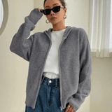 Knitted zip-up sweater for women