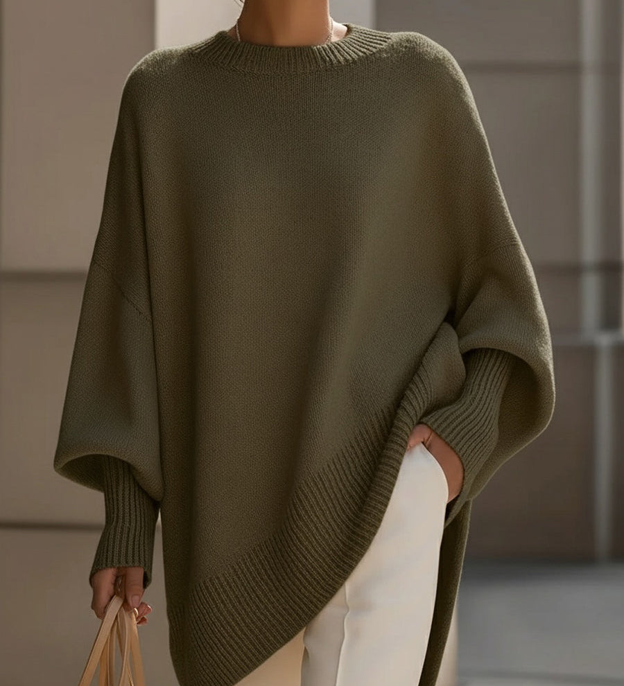 Elegant and Stylish Knitted Pullover Poncho for Women – Long Oversized and Soft Pullover
