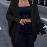 Women's loose batwing-sleeve cardigan - Soft and fluid