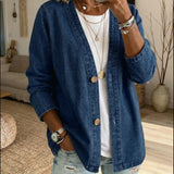 Women's casual button-up denim cardigan – An elegant, relaxed style, ideal for layering every day