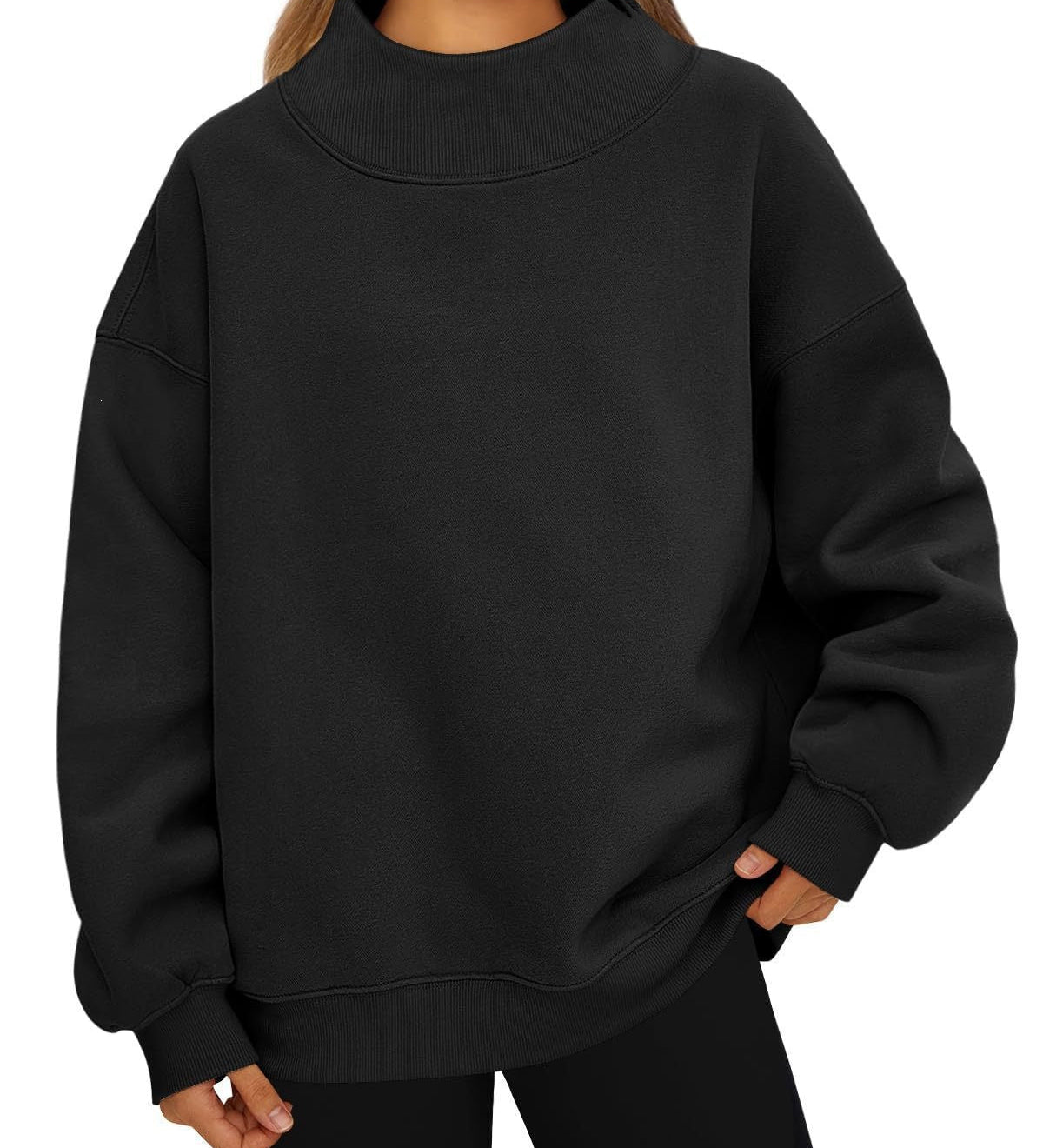 Women's loose-fit high-neck sweatshirt – Casual, comfortable style to pull on over other layers