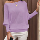 Off-shoulder sweater with puff sleeves for women – Elegant and comfortable knitwear