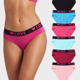 6 Pack LOVE Print Cotton Bikini Panties