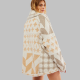 Geometric long women's cardigan - Bold and colourful