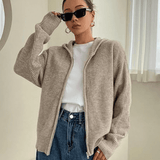 Knitted zip-up sweater for women