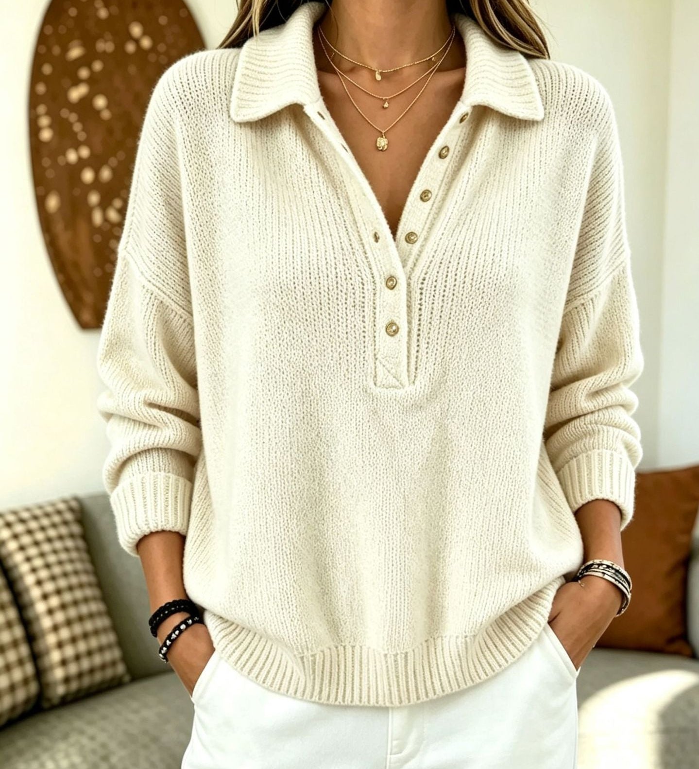 Textured Blended-Knit Sweater for Women – A Casual, Soft, Comfortable Style, Ideal for Every Day
