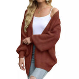 Women's chunky knit coatigan – Comfortable oversized style with lantern sleeves