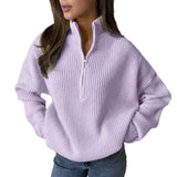 Women's Oversized Zip-Up Knit Sweater – Versatile and Comfortable Casual Style