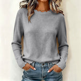 Women's solid-colour long-sleeve sweater - Soft and comfortable