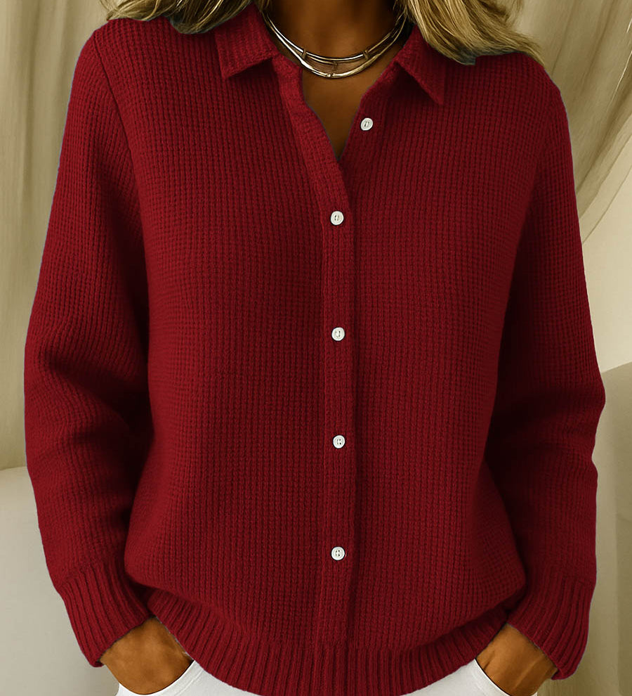 Women's Soft Knit Buttoned Vest – Classic Long Sleeves