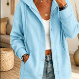 Women's Hooded Cardigan with Drawstring - Casual and Comfortable