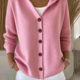 Hooded Knit Vest for Women – Elegant Buttoned Knitwear