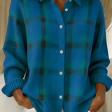 Soft Checked Women's Cardigan – Elegant and Comfortable Knitted Plaid