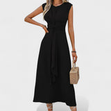 Emilia | Elegant maxi dress with no sleeves and a round neckline
