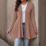Women's Striped Brushed-Knit Cardigan – A Casual, Soft, and Comfortable Design, Ideal for Everyday Layering