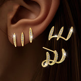 Elegant Earrings with Three Claw-set Rhinestones