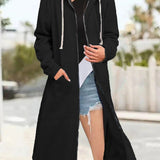 Multicoloured Oversized Women's Cardigan with Zip and Soft Hood