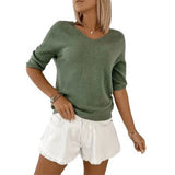 Women's V-neck jumper with mid-length sleeves – Casual and refined
