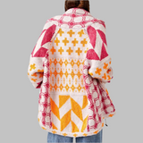 Geometric long women's cardigan - Bold and colourful