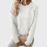 Chic Women's Sweater Asymmetrical – Comfortable Round Neck and Knitted